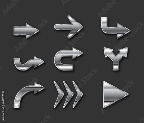 metalic design arrow collection Free Vector