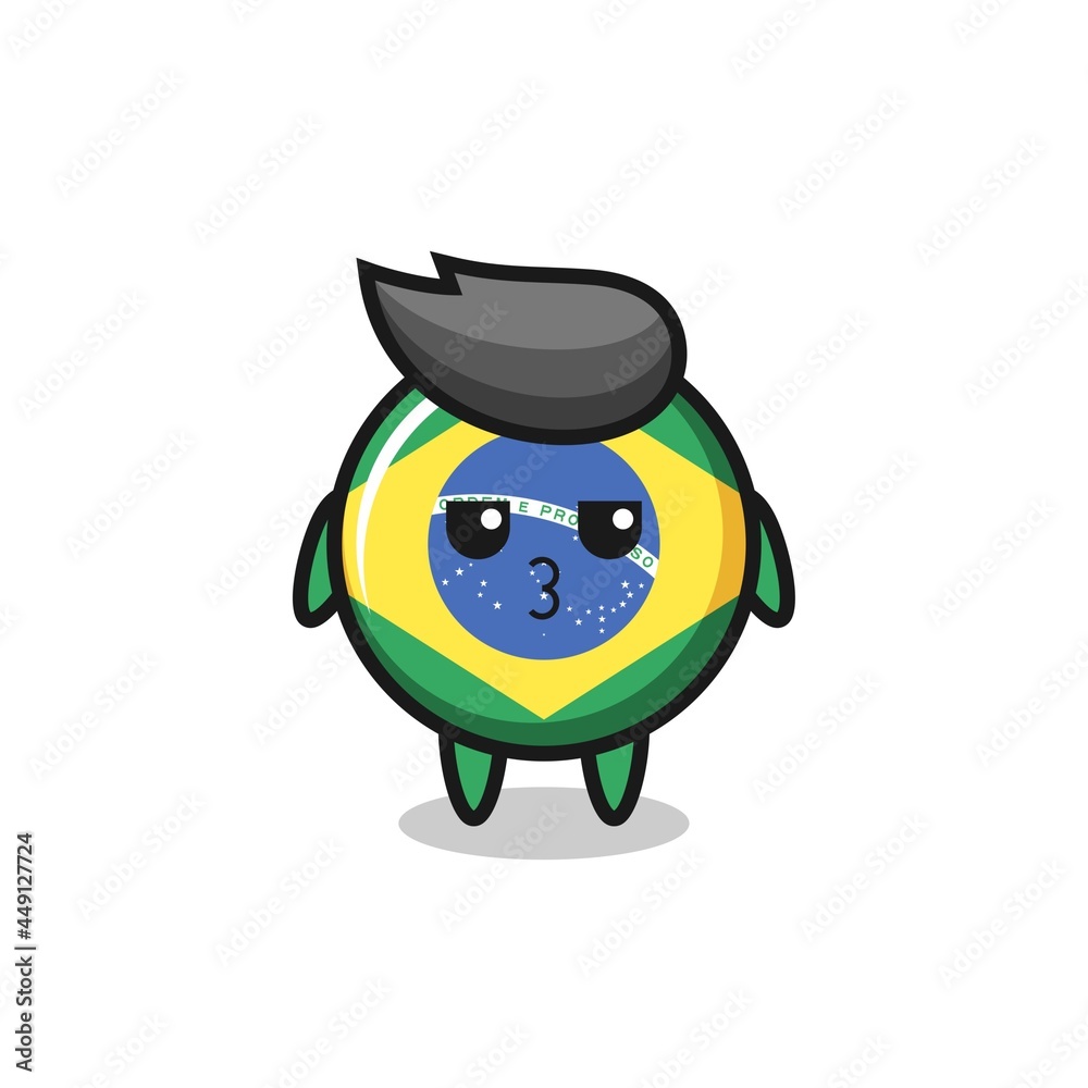 the bored expression of cute brazil flag badge characters