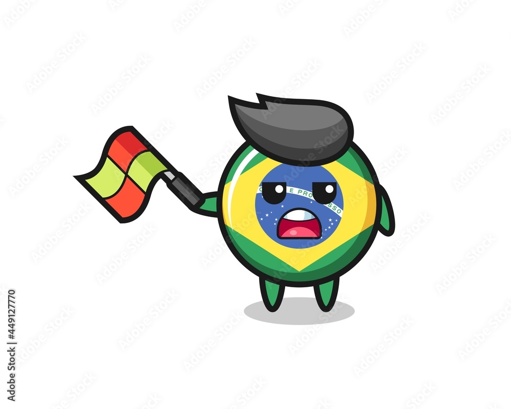 brazil flag badge cartoon as the line judge hold the flag up at a 45 degree angle brazil flag badge cartoon as the line judge hold the flag up at a 45 degree angle