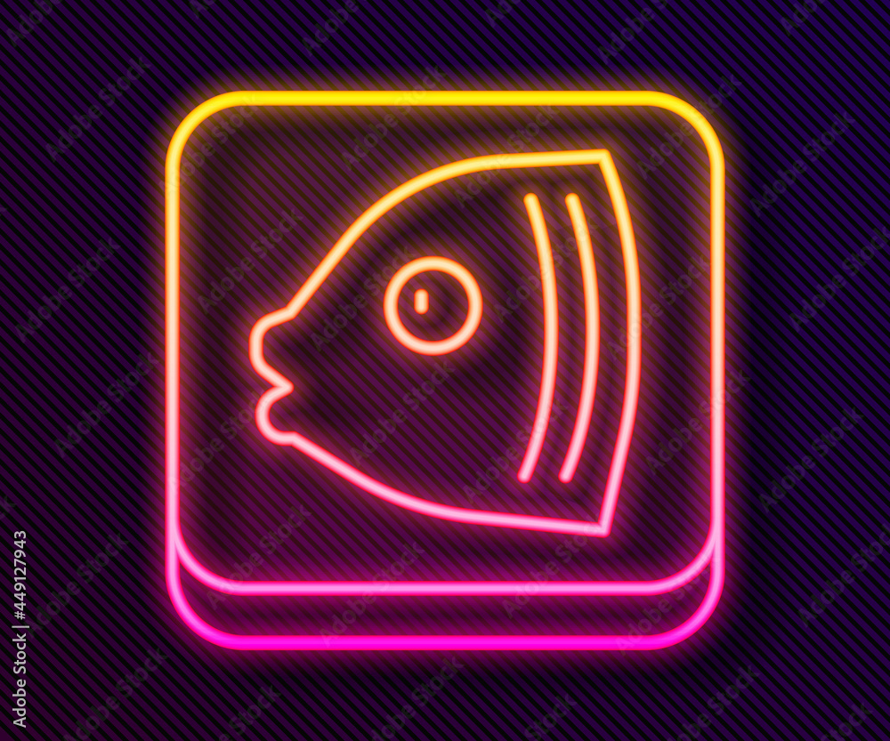 Glowing neon line Fish head icon isolated on black background. Vector Glowing neon line Fish head icon isolated on black background. Vector