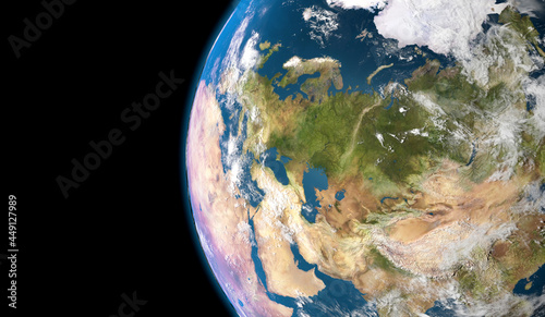 Fototapeta Naklejka Na Ścianę i Meble -  russia seen from space - 3D rendering
