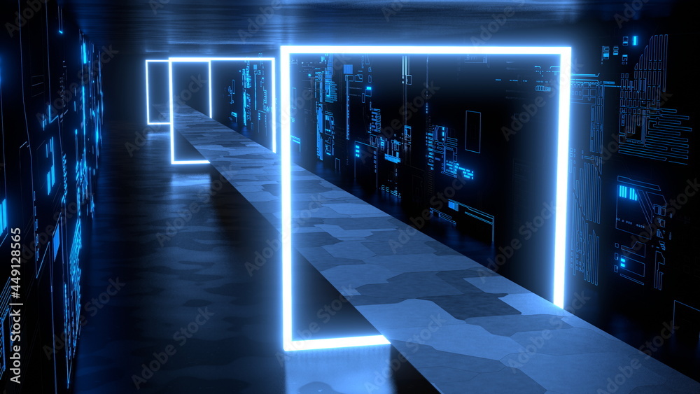 ネオン トンネル Vj サイバー空間 クラブ 四角 青 別verあり Stock イラスト Adobe Stock