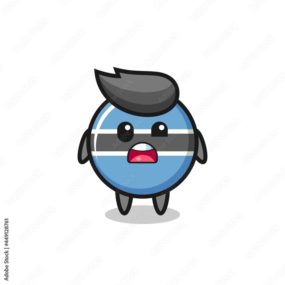 the shocked face of the cute botswana flag badge mascot