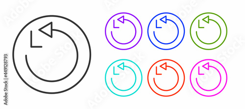 Black line Radius icon isolated on white background. Set icons colorful. Vector
