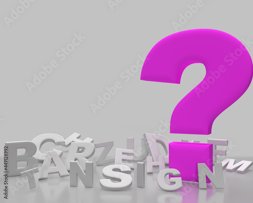 Frame letters with question mark on clean board as an idea for a school banner for your social media on gray background.