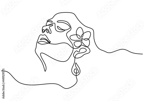 Woman face with rose flower...