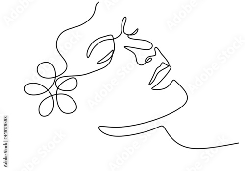 Woman face with rose flower...