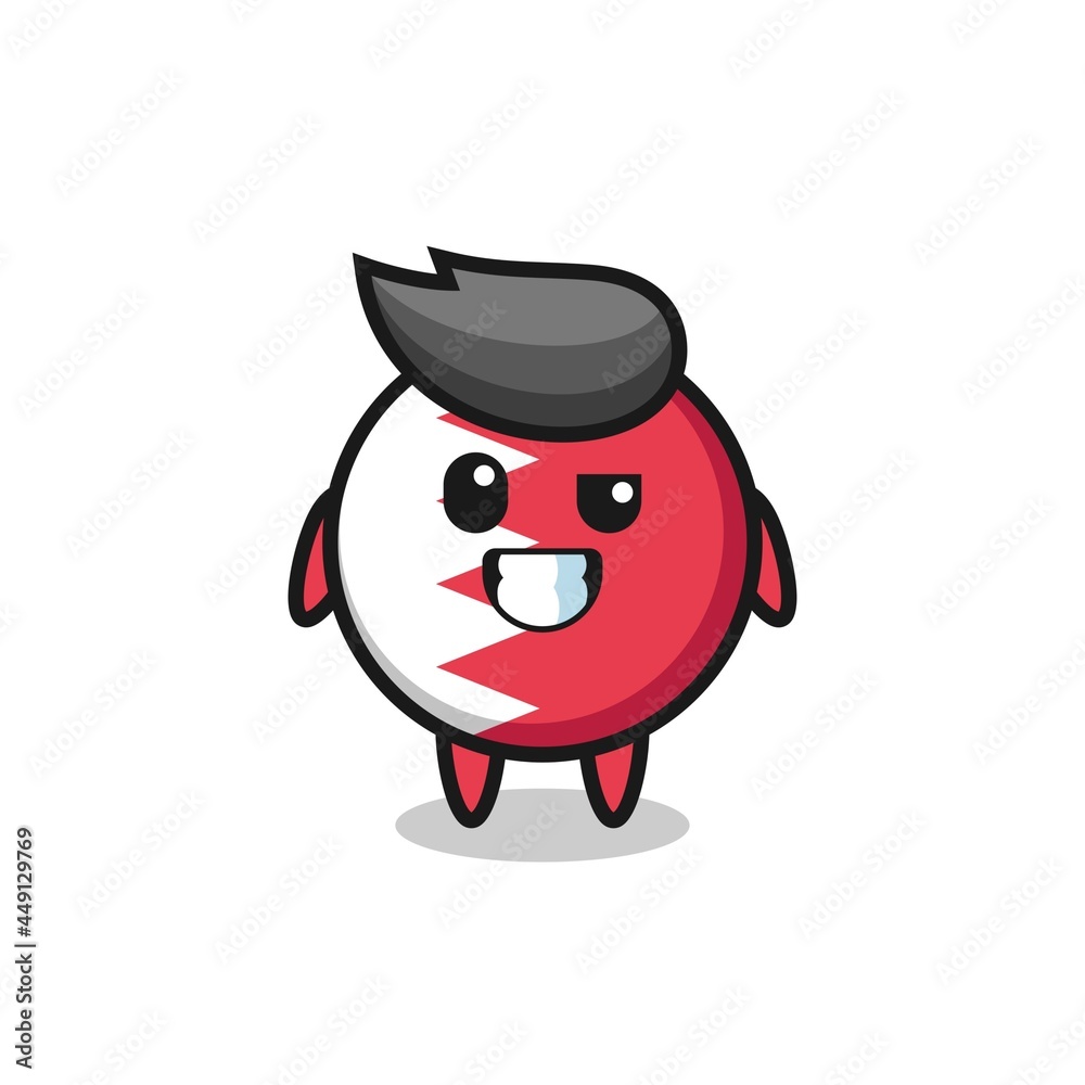 cute bahrain flag badge mascot with an optimistic face