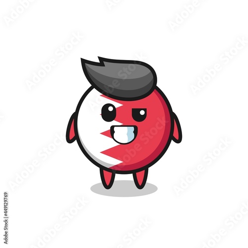 cute bahrain flag badge mascot with an optimistic face