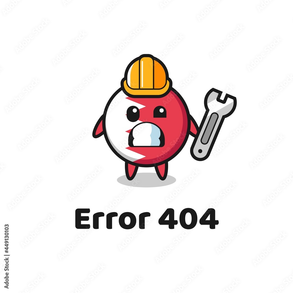 Fototapeta premium error 404 with the cute bahrain flag badge mascot