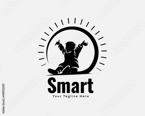 power spirit Happy child expression silhouette logo template illustration inspiration