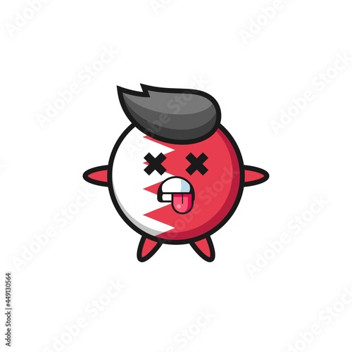 character of the cute bahrain flag badge with dead pose