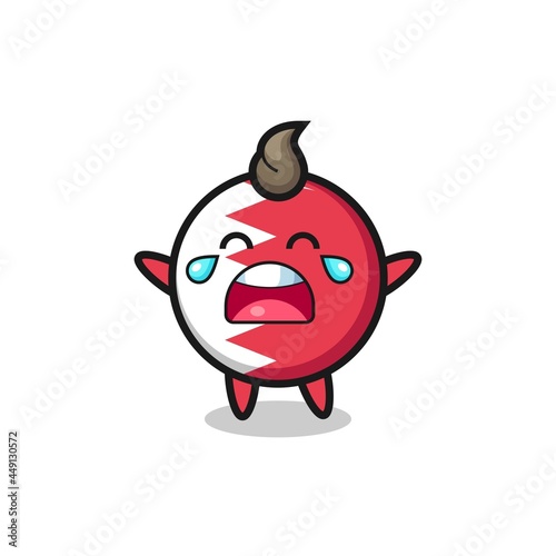 the illustration of crying bahrain flag badge cute baby