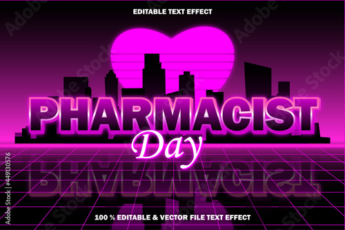 pharmacist day editable text effect retro style