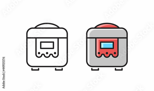 Multicooker - linear icon. Kitchen household. Simple line vector symbol slow cooker.