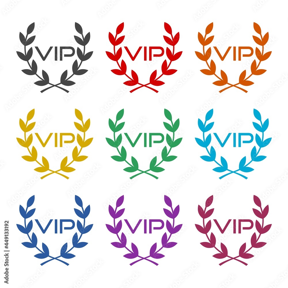 Vip laurel wreath glyph color icon set Vip laurel wreath glyph color icon set