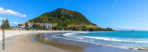 Mount Maunganui beach landscape panorama, New Zealand
