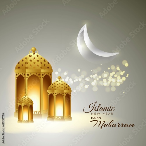 vector illustration for festive concept background of Islamic new year, new Hijari year- happy muharram