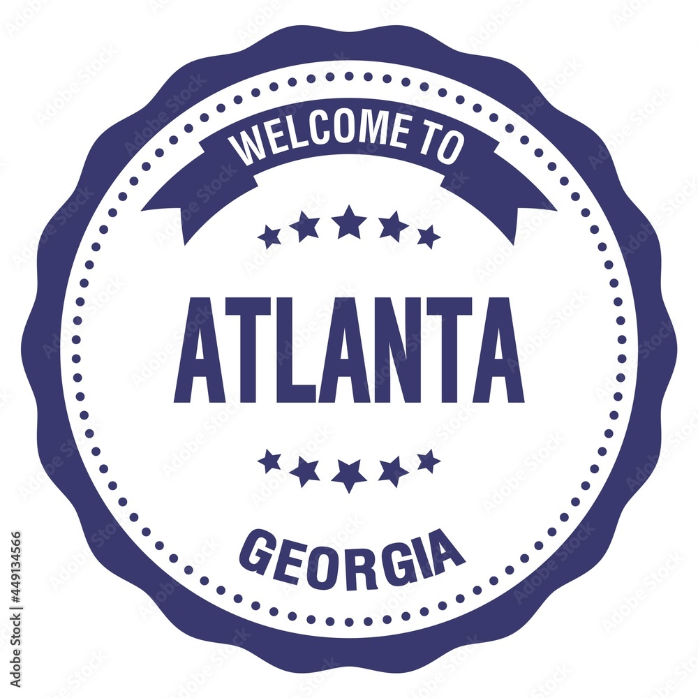 WELCOME TO ATLANTA - GEORGIA, words written on blue stamp