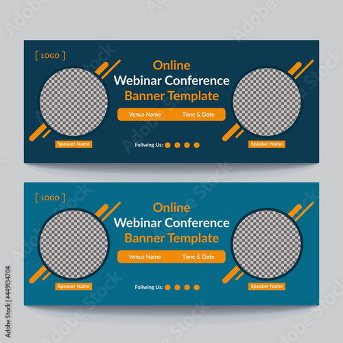 creative onlaine webinar conference social media post web banner design template. Invitation web banner to the online conference, for online courses, seminar, presentation, promotion, webinar or lectu