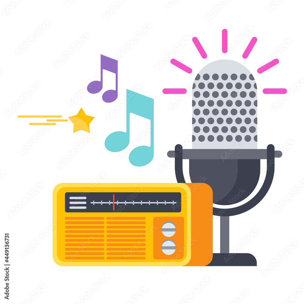 Radio ads icon. Radio microphone and radio receiver Stock Vector | Adobe  Stock