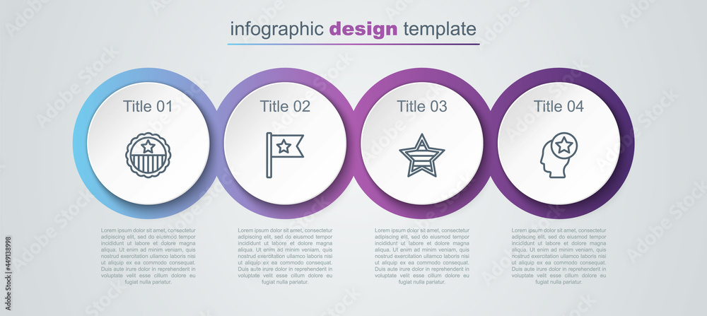 custom made wallpaper toronto digitalSet line Medal with star, American flag, USA Independence day and Head. Business infographic template. Vector