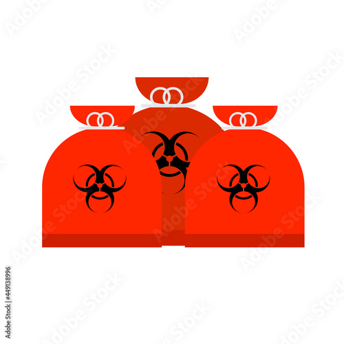 A group of red garbage bag for biohazards waste.