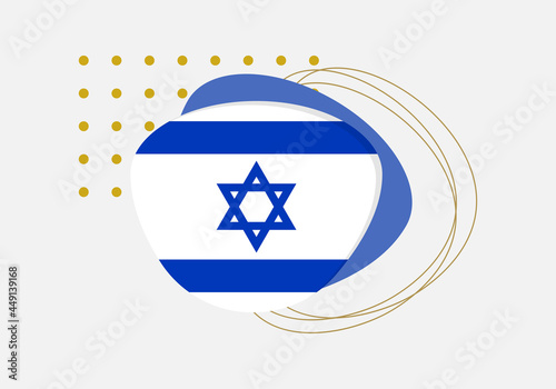 Israel flag icon or badge. Israeli national emblem with abstract background and geometric shapes. Vector illustration.