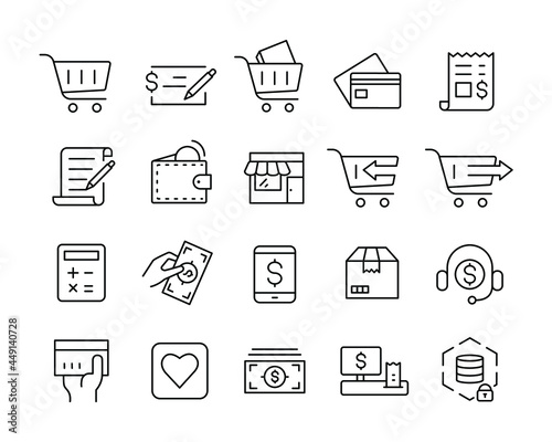 Shopping Icons - Vector Line Icons. Editable Stroke. Vector Graphic