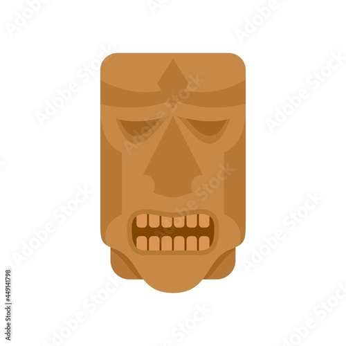 Mexican wood idol icon flat isolated vector photo