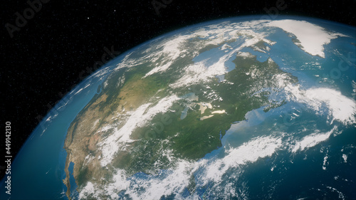 Earth in Space with views of USA and North America. Climate Concept.