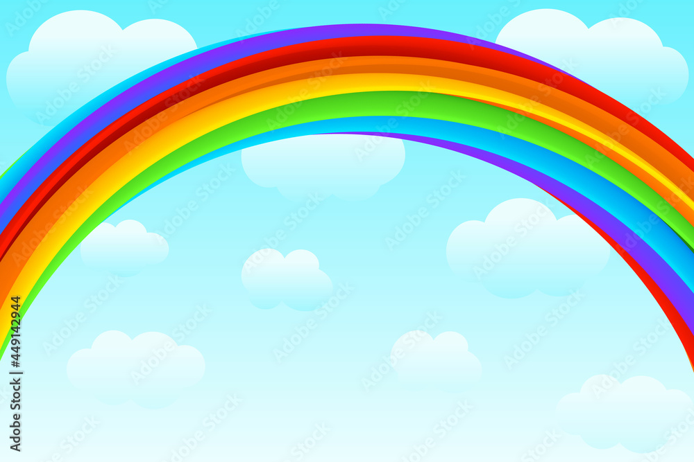 Bright rainbow vector background, summer poster template