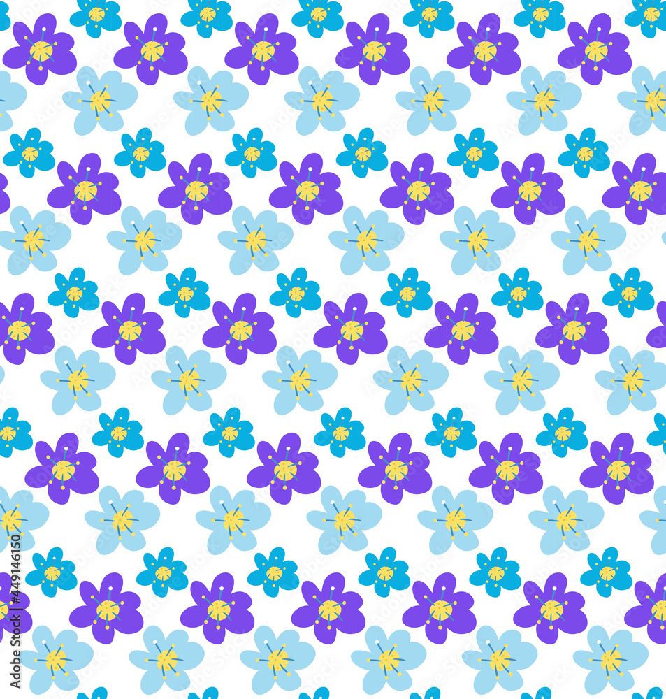 Simple flowers pattern. trendy repeating texture print, background. Vector illustration