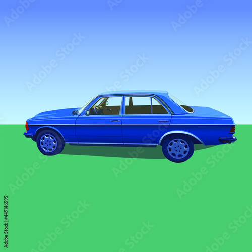 Retro car. Vector drawing of a blue car. Expensive car. © Ольга Мороз