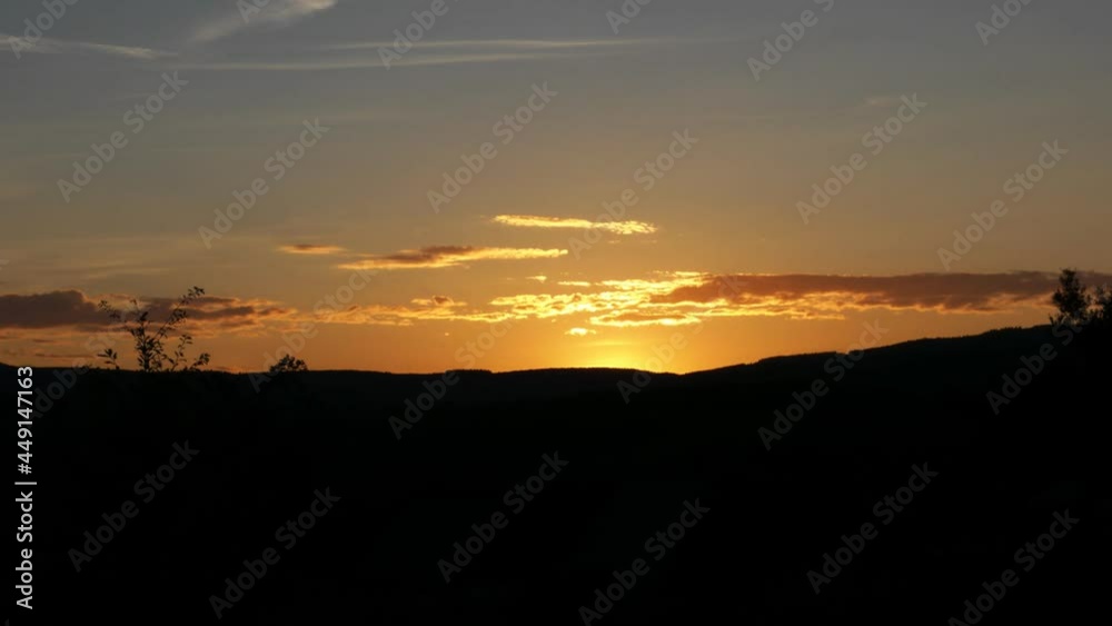 Timelapse sunset above the hills with shooting stars Timelapse sunset above the hills with shooting stars