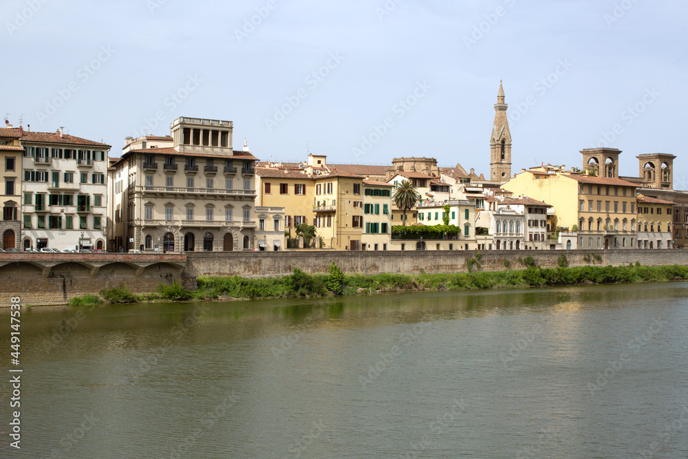 View of the Arno river and historic buildings