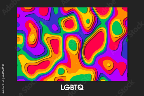 Colorful rainbow paper cut shape banner for LGBTQ+. Vector illustration template.
