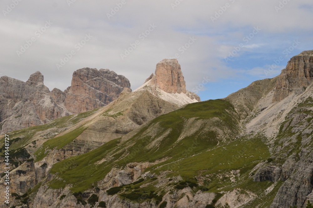 Enjoying the stunning views over the mountainous landscapes of Northern Italy's Dolomite Mountains at Tre Cime