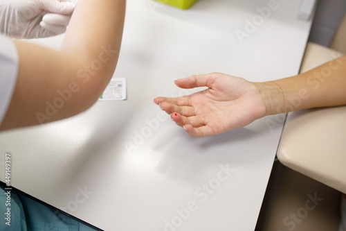 finger blood test, blood, test tube