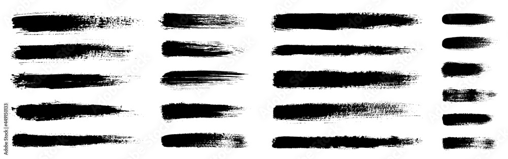Brush strokes set. Collection of grunge black paint, ink brush strokes. Brushes, lines, brush, strokes, grunge, dirty, backdrop. Grunge backgrounds set - stock vector.