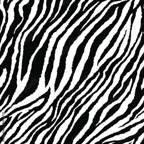 Abstract Hand Drawing Seamless Diagonal Zebra Tiger Stripes Vector Pattern