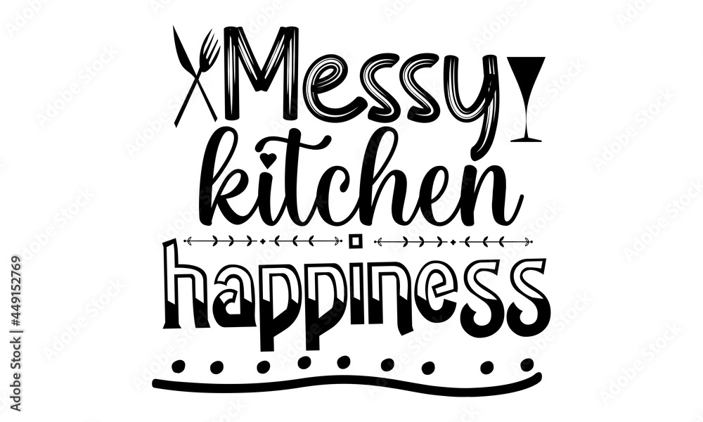 Messy kitchen happinKitchen Split Frame SVG, kitchen svg, cooking svg, Kitchen Monogram svg, Flourish Kitchen SVGess svg,