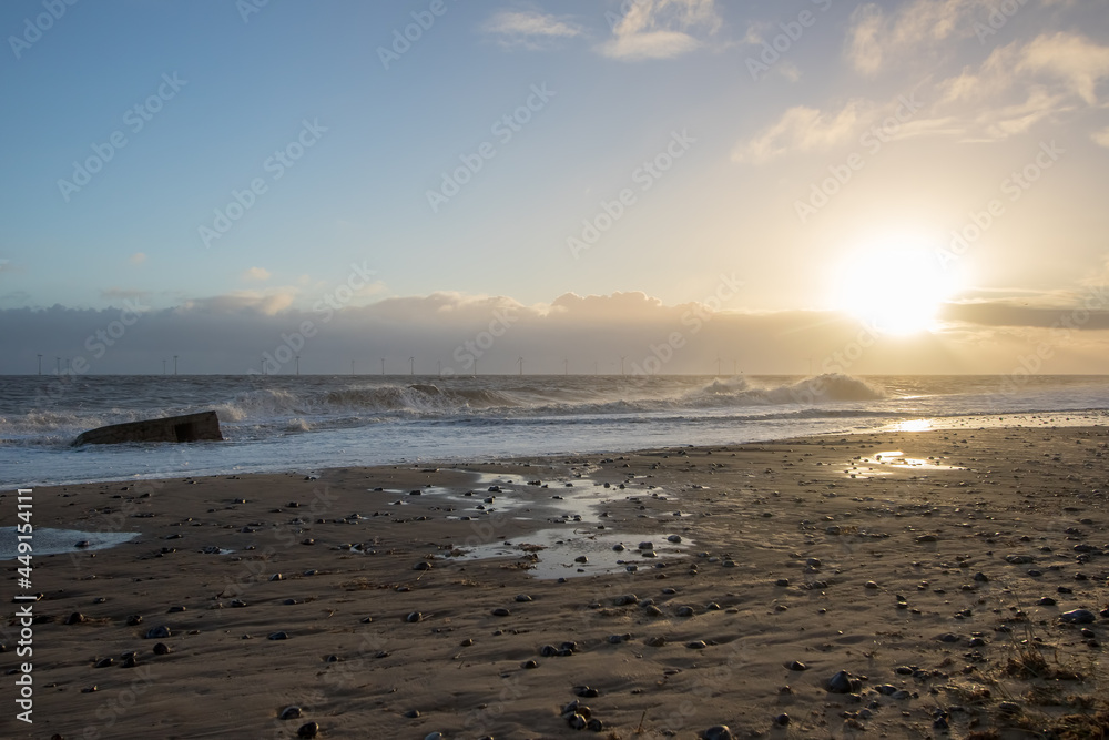 The coast. East coast of England beach sunrise landscape