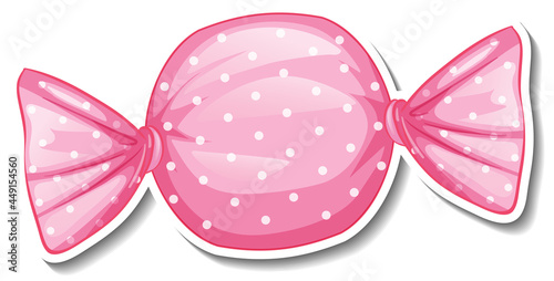 Wrapped sweet candy sticker on white background