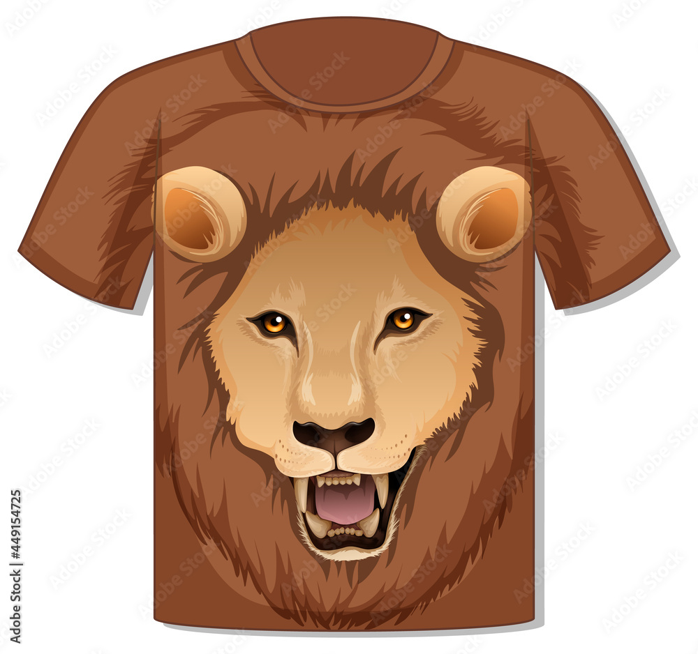 Front of t-shirt with lion face template Front of t-shirt with lion face template