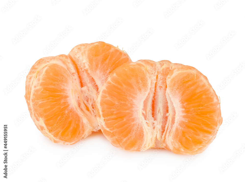 Tangerine slices isolated on a white background. Tangerine slices isolated on a white background.