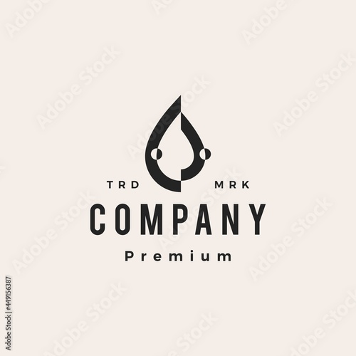 drop family people droplet water oil blood donation hipster vintage logo vector icon illustration