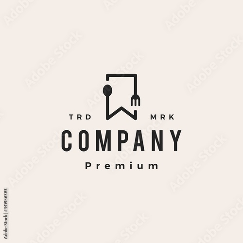 food bookmark hipster vintage logo vector icon illustration