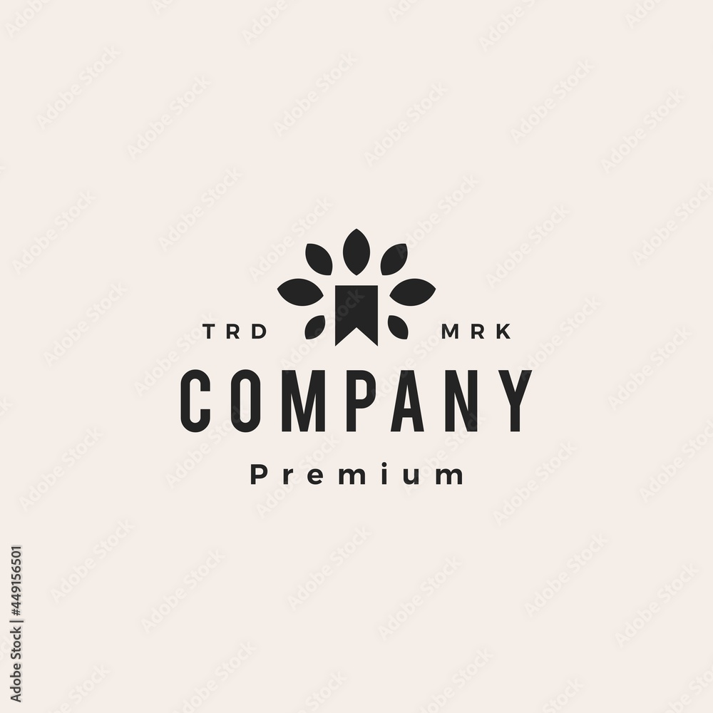 Fototapeta premium bookmark natural leaf tree hipster vintage logo vector icon illustration