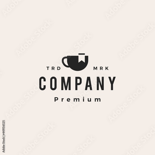 coffee bookmark hipster vintage logo vector icon illustration